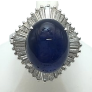 Pt900 スターサファイア・ダイヤモンド リング 16.28 ct 1.32 ct