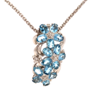 K18WG アクアマリン・ダイヤモンド ネックレス/ペンダントトップ 6.28・0.4ct