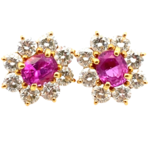 K18 ピンクサファイア・ダイヤモンド ピアス/イヤリング S2.11・D2.28ct