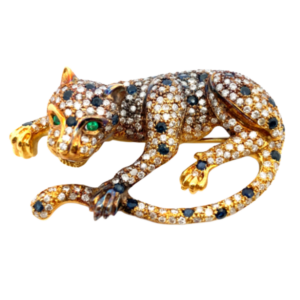 K18 多色石・ダイヤモンド ブローチ