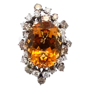 K18 シトリン・ダイヤモンド リング D1.13・BRD1.71ct