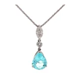 Pt900/K18WG パライバトルマリン・ダイヤモンド ネックレス/ペンダントトップ 4.24 ct 1 ct