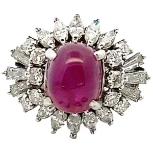 Pt･Pm900 スタールビー・ダイヤモンド 5.35・1.28ct