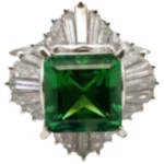 Pt･Pm900 グリーンガーネット・ダイヤモンド リング GG3・1.54ct