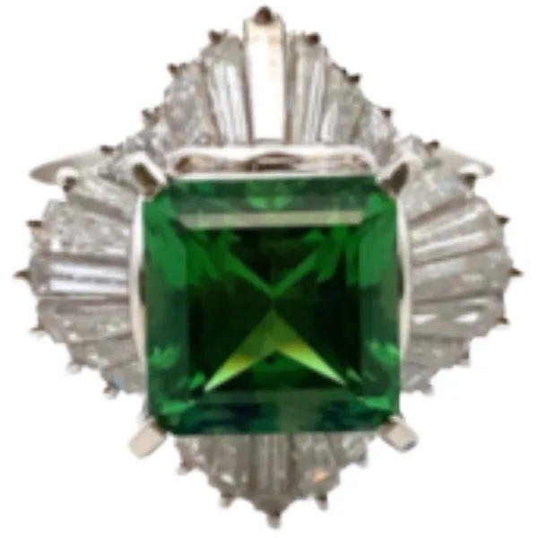 Pt･Pm900 グリーンガーネット・ダイヤモンド リング GG3・1.54ct