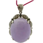 K18WG ラベンダー翡翠・ダイヤモンド ネックレス 57.30・0.70ct