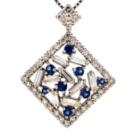 Pt900/Pt850 ダイヤモンド・サファイア ネックレス D0.61・0.2ct