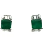 Pt･Pm900 コロンビア産エメラルド・ダイヤモンド ピアス/イヤリング 1.44・1.49 ct 0.19・0.19 ct