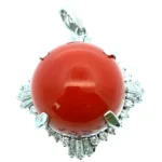 Pt･Pm900 サンゴ・ダイヤモンド ネックレス/ペンダントトップ 1.37ct