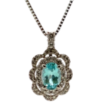 Pt･Pm900 パライバトルマリン・ダイヤモンド ネックレス/ペンダントトップ 0.516・0.24ct