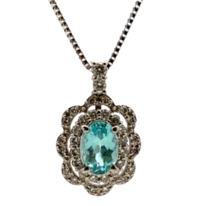 Pt･Pm900 パライバトルマリン・ダイヤモンド ネックレス/ペンダントトップ 0.516・0.24ct