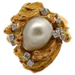 岩倉康二 Pt900/K18[Kﾒｲﾝ] パール・ダイヤ D0.19ct