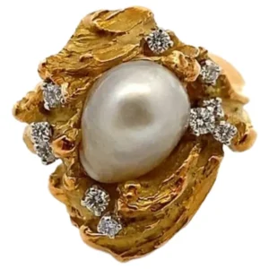 岩倉康二 Pt900/K18[Kﾒｲﾝ] パール・ダイヤ D0.19ct