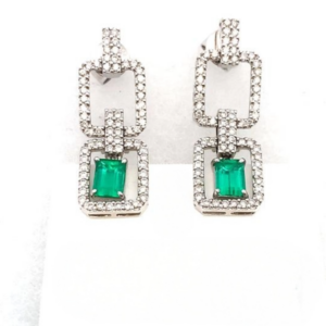 K18 エメラルド・ダイヤモンド ピアス 0.57・0.62・D0.88ct