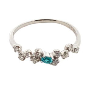 Pt･Pm900 パライバトルマリン・ダイヤモンド リング 0.06・D0.2ct