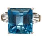 Pt･Pm900 アクアマリン・ダイヤモンド リング A8.24・0.55ct