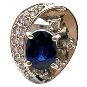 タサキ Pt･Pm900 サファイア・ダイヤモンド リング 1.94・0.37ct