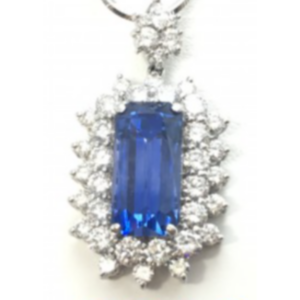 Pt850/Pt900 サファイア・ダイヤモンド ネックレス/ペンダントトップ 14.475 ct 3.83 ct