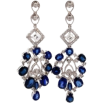 K18 サファイア・ダイヤモンド ピアス/イヤリング S8.40・D0.43・F0.51 ct