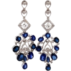 K18 サファイア・ダイヤモンド ピアス/イヤリング S8.40・D0.43・F0.51 ct