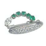 Pt・Pm900 エメラルド・ダイヤ ブローチ 0.529 ct 0.64・E0.55・D0.01 ct