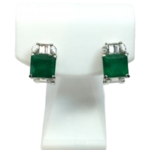 Pt･Pm900 コロンビア産エメラルド・ダイヤモンド ピアス/イヤリング 1.44・1.49 ct 0.19・0.19 ct