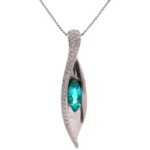 Pt850/Pt900 ブラジル産パライバトルマリン・ダイヤモンド ネックレス/ペンダントトップ 0.8 ct 0.24 ct