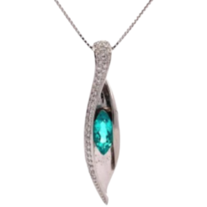 Pt850/Pt900 ブラジル産パライバトルマリン・ダイヤモンド ネックレス/ペンダントトップ 0.8 ct 0.24 ct