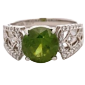 Pt･Pm900 デマントイドガーネット・ダイヤモンド リング 3.09 ct D0.3 ct