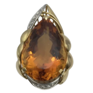 K18 シトリン・ダイヤモンド ネックレス/ペンダントトップ 41.05 ct 0.11 ct