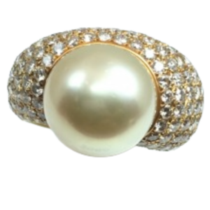 K18 パール・ダイヤモンド リング D3.67 ct