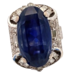 K14 マダガスカル産非加熱サファイア・ダイヤモンド リング 24.87 ct