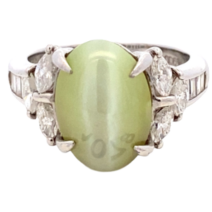 Pt･Pm900 クリソベリルキャッツアイ・ダイヤモンド リング 6.14・D0.77ct