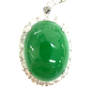 Pt900/Pt850 翡翠・ダイヤモンド ネックレス/ペンダントトップ 6.41・D0.9ct