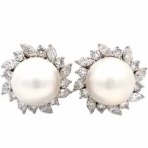 Pt･Pm900 パール・ダイヤモンド ピアス/イヤリング 1.47・1.47 ct