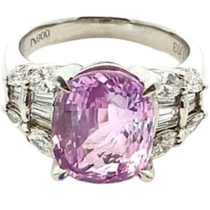 Pt･Pm900 ピンクサファイア・ダイヤモンドリング 7.06・D1.03ct