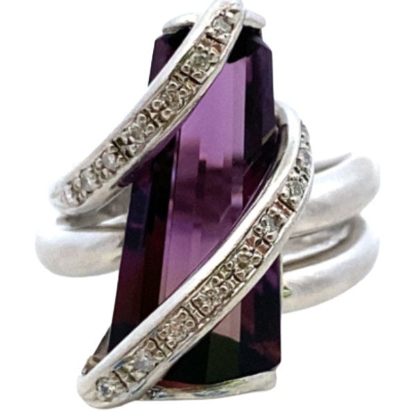 Pt900 アメジスト・ダイヤモンド リング 5.43・D0.12ct