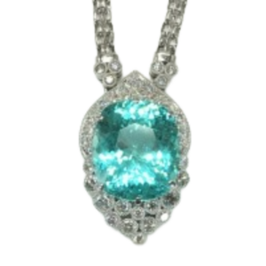 K18WG モザンビーク産パライバトルマリン・ダイヤモンド ネックレスペンダントトップ 11.44 ct 0.95 ct