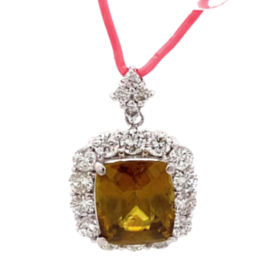 Pt･Pm900 スフェーン・ダイヤモンド ネックレス/ペンダントトップ 5.63・D1.69ct