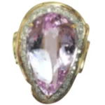 Pt900/K18[Kﾒｲﾝ] クンツァイト・ダイヤモンド リング 20.8 ct 0.33 ct