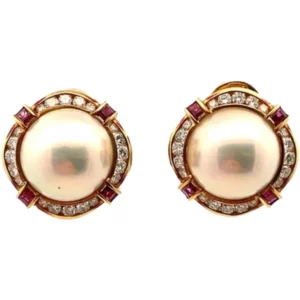 K18 マベパール・多色石 R0.57・D1.01ct