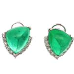 Pt900/K14WG エメラルド・ダイヤ ピアス/イヤリング 5.35・5.62 ct