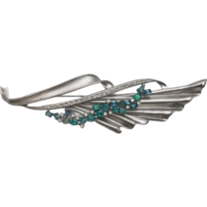 Pt900/K14WG パライバトルマリン・ダイヤ ブローチ 2.68 ct D0.66 ct