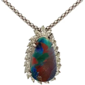 Pt900 K18WG ブラックオパール・ダイヤモンド 5.15・1.49ct