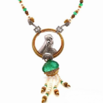 K18/K18WG/Pt900 パール・多色石 ネックレス E18.77・D1.19ct