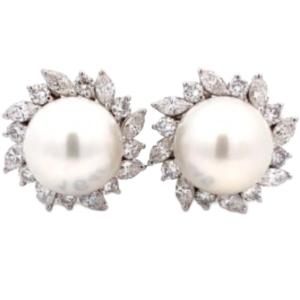 Pt･Pm900 パール・ダイヤモンド ピアス/イヤリング 1.47・1.47 ct