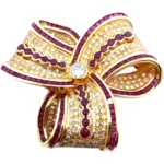 K18 ルビー・ダイヤモンド ブローチ R7.1・D0.38・D2.43ct