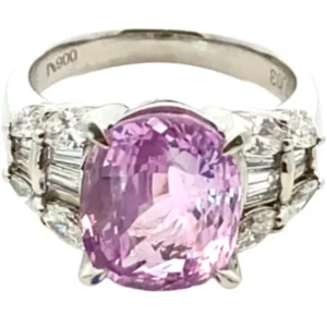 Pt･Pm900 ピンクサファイア・ダイヤモンドリング 7.06・D1.03ct