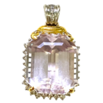 Pt900/K18 クンツァイト・ダイヤモンド ネックレス/ペンダントトップ 32.96・D0.87ct