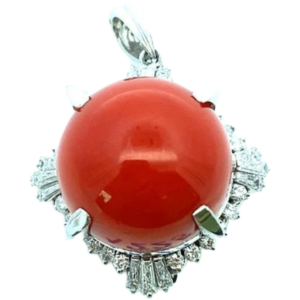 Pt･Pm900 サンゴ・ダイヤモンド ネックレス/ペンダントトップ 1.37ct